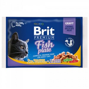 Brit Premium набор паучей 100гр д/кош Рыбная тарелка (4шт)