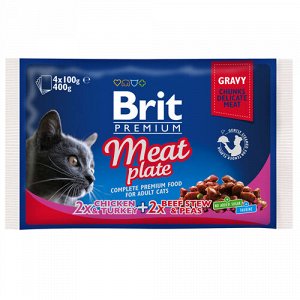 Brit Premium набор паучей 100гр д/кош Мясная тарелка (4шт)