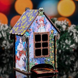 Чайный домик новогодний "Снеговик", цветной, 9.7-17.5-9.7 см