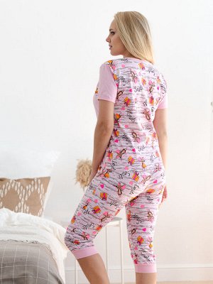 Пижама с бриджами ПЖ 703-Р (Розовый/Мышки)