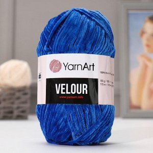 Плюшевая пряжа для вязания спицами, крючком YarnArt, Jeans, Velour, 100% микрополиэстер, 170 м/100 г, (857 василёк)