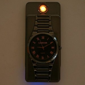 Зажигалка электронная "Наручные часы" в подарочной коробке, USB, спираль, 4х6 см