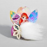 Зажим ВИНКС, &quot;Цветы&quot; с искусственным мехом, 7,5*7,5 см