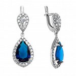 Серьги из серебра с кварцем синт.