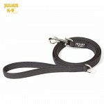 JULIUS-K9 поводок для собак Color &amp; Gray Super-grip 2/300см, с ручкой, до 50 кг, черно-серый