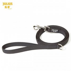 JULIUS-K9 поводок для собак Color & Gray Super-grip 2/300см, с ручкой, до 50 кг, черно-серый