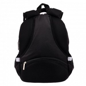 Рюкзак школьный с эргономичной спинкой Hatber Soft, 37 х 28 х 17, TIME, чёрный