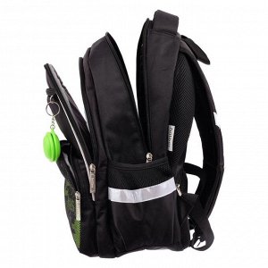 Рюкзак школьный с эргономичной спинкой Hatber Soft, 37 х 28 х 17, TIME, чёрный