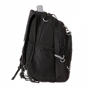 Рюкзак школьный эргономичная спинка, 39 х 26 х 20 см, чёрный/серый
