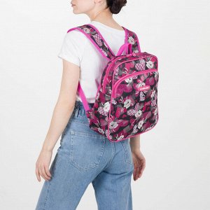 Рюкзак молодёжный, отдел на молнии, наружный карман, усиленная спинка, цвет розовый/чёрный