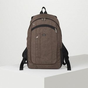 Рюкзак школьный, отдел на молнии, 3 наружных кармана, 2 боковых сетки, цвет коричневый