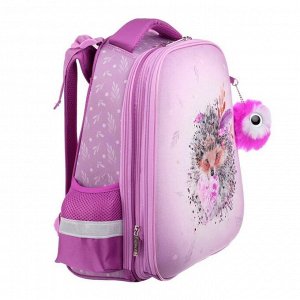 Рюкзак каркасный Hatber Ergonomic 37 х 29 х 17 см, для девочки, «Мягкие колючки», розовый