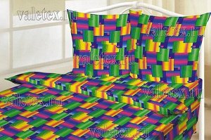 Постельное белье с разноцветной абстракцией квадратов на шуйской бязи Детский