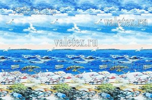 Постельное белье из красочно-голубой бязи эксклюзив с чайками на побережье