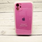 Силиконовый чехол Silicon Case Original NEW ip 11 розовый (софт-тач,микрофибра,не пачкается,лого напечатан,все наклейки ,номер.)