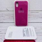 Чехол ip 6+/6s+ вишневый Silicon Case Original (все наклейки,микрофибра,номер,лого напечатан,не пачкается)