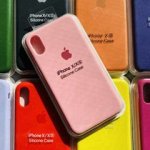 Чехол Iphone X/XS розовый Silicon Case Original (все наклейки,микрофибра,номер,лого напечатан,не пачкается)