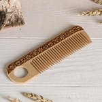 Расческа &quot;Цветы&quot; с берестой,  с отверстием ,16х4,5 см