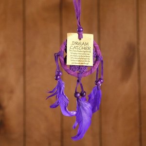Ловец снов "Спокойствие" сиреневый (фиолетовые перья) 6х0,5х20 см
