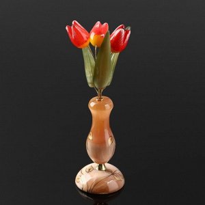 Ваза Тюльпан (3 цв.) на подставке с росписью, селенит,  21*10 см