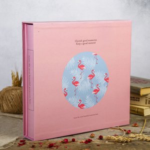 Фотоальбом на 800 фото 9х13 см "Фламинго и листья" в коробке