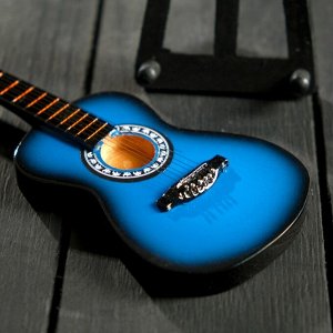 Гитара сувенирная "Акустическая" синяя. на подставке 24х8х2 см