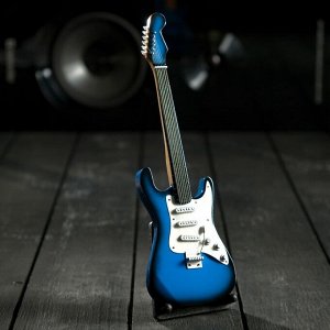 Гитара сувенирная "Fender" сине-белая. на подставке 24х8х2 см