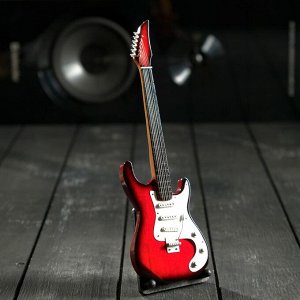 Гитара сувенирная "Ibanez" красно-белая. на подставке 24х8х2 см