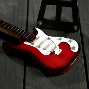 Гитара сувенирная Ibanez, на подставке, 24x8x2 см, красно-белая