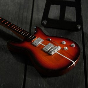 Гитара сувенирная "Santana" коричневая. на подставке 24х8х2 см