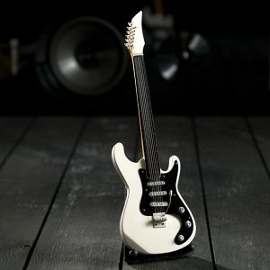 Гитара сувенирная Ibanez, на подставке, 24x8x2 см, бело-чёрная