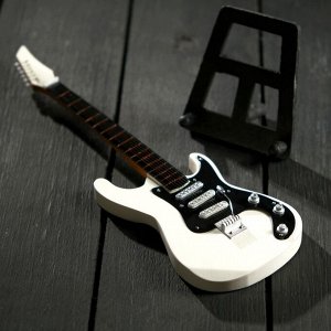 Гитара сувенирная "Ibanez" бело-чёрная. на подставке 24х8х2 см