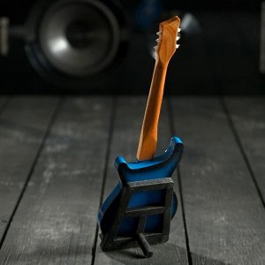 Гитара сувенирная "Santana" синяя. на подставке 24х8х2 см