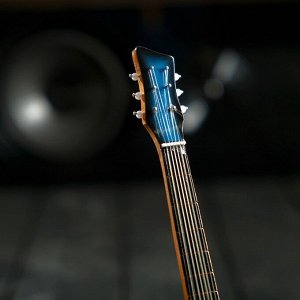 Гитара сувенирная "Santana" синяя. на подставке 24х8х2 см
