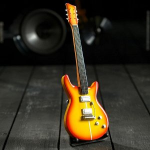Гитара сувенирная "Santana" жёлтая. на подставке 24х8х2 см