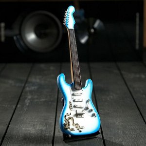 Гитара сувенирная "Fender electric" синяя. на подставке 24х8х2 см