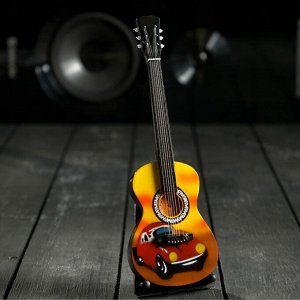 Гитара сувенирная "Акустическая" с машиной. на подставке 24х8х2 см