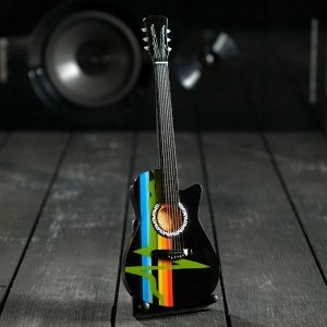 Гитара сувенирная Gibson Acustic, на подставке, 24x8x2 см, чёрная
