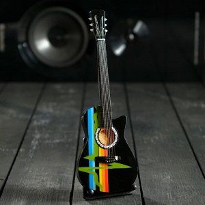 Гитара сувенирная "Gibson Acustic" черная. на подставке 24х8х2 см