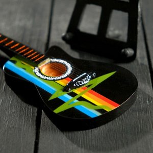Гитара сувенирная "Gibson Acustic" черная. на подставке 24х8х2 см