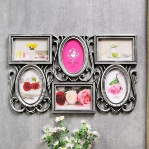 Фоторамка-коллаж на 6 фото 10x15 см «Стильная», серебро, 50.5x31 см