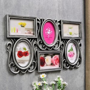 Фоторамка-коллаж на 6 фото 10x15 см «Стильная», серебро, 50.5x31 см