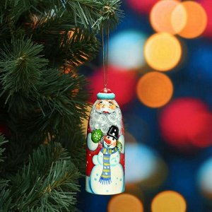 Сувенир «Дед Мороз со снеговиком». 11х4 см. ручная роспись