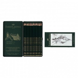 Набор карандашей чернографитных разной твердости Faber-Castel CASTELL 9000, 12 штук, 5H-5B, металлический пенал