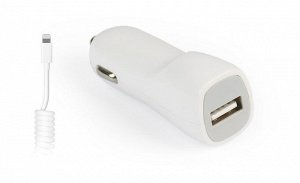 Автомобильное зарядное устройство NITRO, вых.ток 1А, 1USB + витой кабель для iPhone 5/6/7/8/X/New iPad,бел(SBP-1502-8-V)