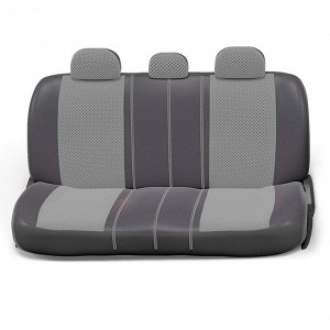 Авточехлы EXTRA COMFORT, анатом. поддержка, форм. велюр, 11 предм., карман, 6 молний, т.сер./св.серый,