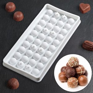 Форма для льда и шоколада 24-12 см "Шарики", 40 ячеек, цвет МИКС