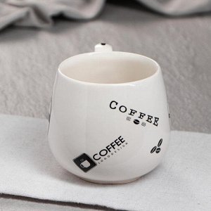 Чашка "Петелька", белая, чёрная деколь кофе, 0.35 л, микс