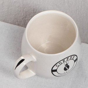 Чашка "Петелька", белая, чёрная деколь кофе, 0.35 л, микс