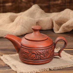 Чайник для заварки "Ариель", красная глина, узор, 0.5 л